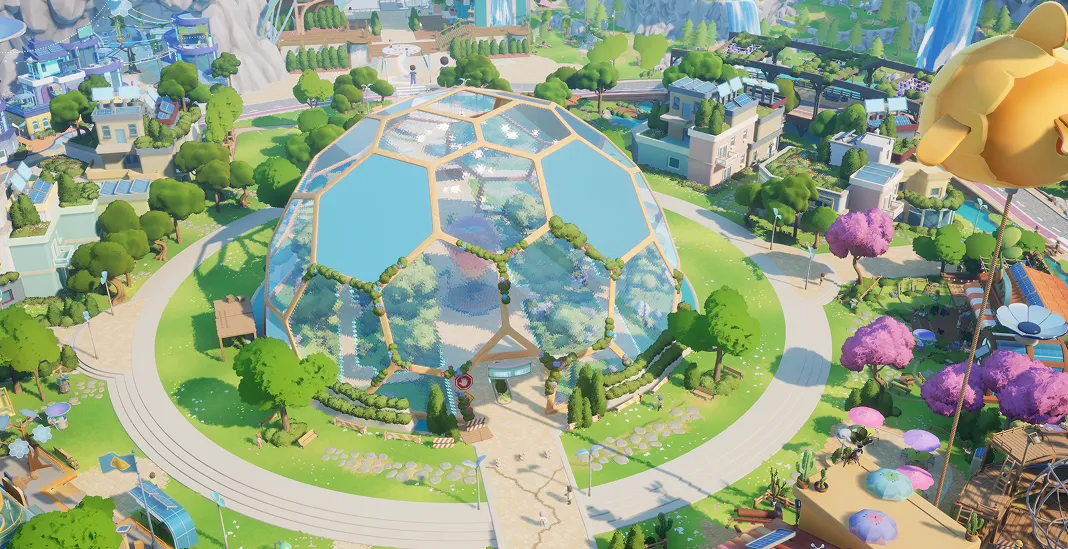 The glass dome at the centre of Loftia City